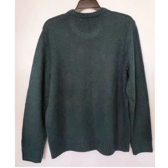NWT Old Navy Reindeer Crewneck Sweater Dark Green Sz L Holiday Winter Cozy Cabin - Picture 3 of 8